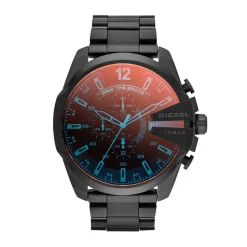 Diesel Mens Mega Chief Chronograph Black Stainless Steel Watch Dz4318 in Black