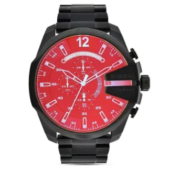 Diesel Mens Mega Chief Chronograph Black Stainless Steel Watch Dz4318 in Black