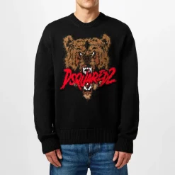 DSquared2 Bear Logo Knitted Jumper in Black