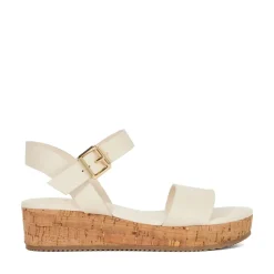 Dune London Leather Flatform Slide Sandals in Neutral