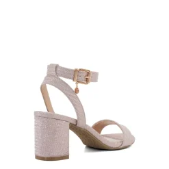 Dune London Meye Block Heel 2 Part Sandals in Rose Gold