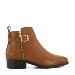 Dune London Pepi Branded Trim Leather Ankle Boots in Tan