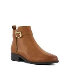 Dune London Pepi Branded Trim Leather Ankle Boots in Tan