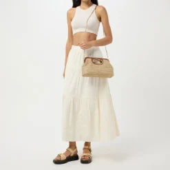 Dune London Ribbed Clutch with Detachable Strap in Neutral