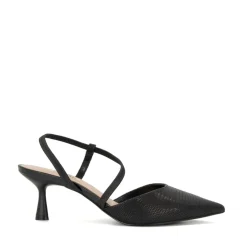 Dune London Snake Skin Textured Low Heel Mules in Black