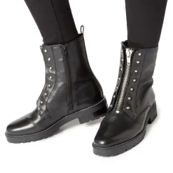 Dune London Studded Buckle Biker Boots in Black