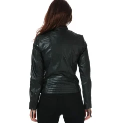 Elle Womens Annette Leather Jacket in Black