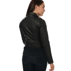 Elle Womens Armin Leather Jacket in Black