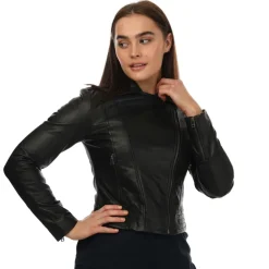 Elle Womens Armin Leather Jacket in Black