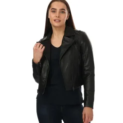 Elle Womens Armin Leather Jacket in Black