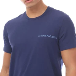Emporio Armani 2 Pack of Lounge Crewneck T-Shirts in Blue-White