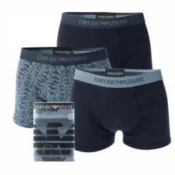 Emporio Armani 3 Pack of Pure Cotton Trunks in Various