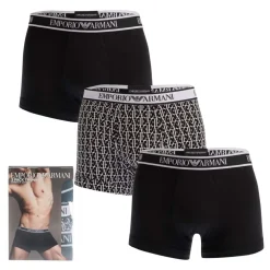Emporio Armani 3 Pack of Trunks in Black
