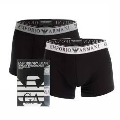 Emporio Armani 2 Pack of Trunks in Black
