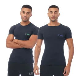 Emporio Armani 2 Pack Underwear Logo T-Shirt in Navy
