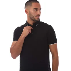 Emporio Armani Allover Jacquard Eagle Polo Shirt in Black