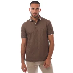 Emporio Armani Allover Jacquard Eagle Polo Shirt in Brown