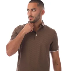 Emporio Armani Allover Jacquard Eagle Polo Shirt in Brown
