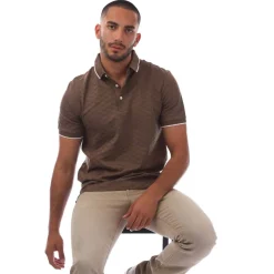 Emporio Armani Allover Jacquard Eagle Polo Shirt in Brown