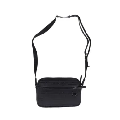 Emporio Armani Allover Lettering Shoulder Bag in Black
