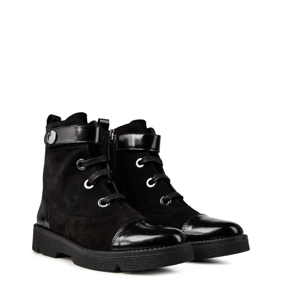 Emporio Armani EA7 Leather and Suede Boots in Black