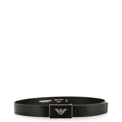Emporio Armani EA7 Logo Plate Belt in Black