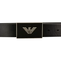 Emporio Armani EA7 Logo Plate Belt in Black