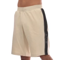 Emporio Armani EA7 Logo Series Cotton-Blend Bermuda Shorts in Beige