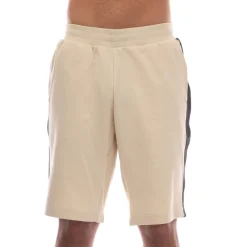 Emporio Armani EA7 Logo Series Cotton-Blend Bermuda Shorts in Beige