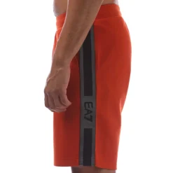Emporio Armani EA7 Logo Series Cotton-Blend Bermuda Shorts in Orange