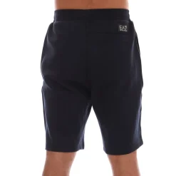 Emporio Armani EA7 Logo Series Cotton-Blend Bermuda Shorts in Navy