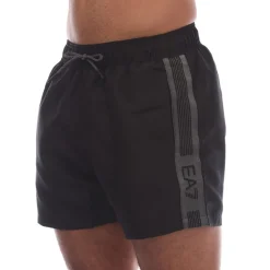 Emporio Armani EA7 Logo Tape Swim Shorts in Black