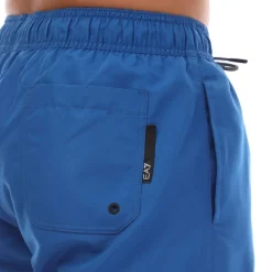 Emporio Armani EA7 Logo Tape Swim Shorts in Blue