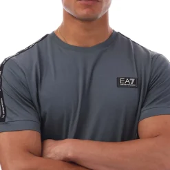 Emporio Armani EA7 Logo Tape T-Shirt in Grey