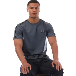 Emporio Armani EA7 Logo Tape T-Shirt in Grey