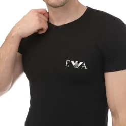 Emporio Armani Mens 2 Pack Underwear Logo T-Shirt in Grey black