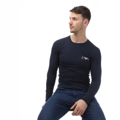 Emporio Armani Slim-Fit Long Sleeve T-Shirt in Navy