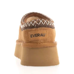 EverAu Wonga Leather Slippers in Chestnut