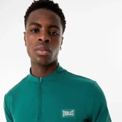 Everlast Mens Half Zip Funnel Neck Top in Green
