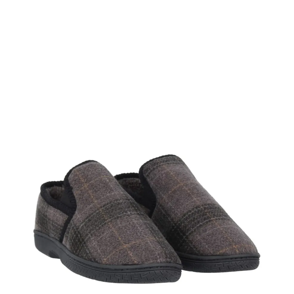 Fabric Check Slipper Sn54 in Grey