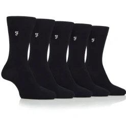 Farah 5 Pack Bamboo Socks Mens in Black