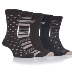 Farah 5 Pack Pattern Socks Mens in Brown