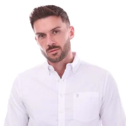 Farah Mens Drayton Long Sleeve Polo Shirt in White