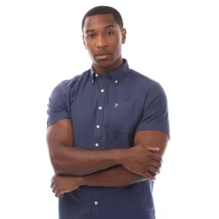 Farah Mens Drayton Short Sleeve Shirt in Midnight