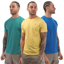 Farah Mens Jeston 3 Pack T-Shirts in Multi colour