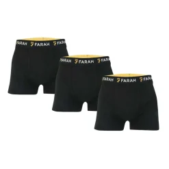 Farah Mens Siginaw 3 Pack Boxer Shorts in Black