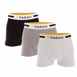 Farah Mens Yeri 3 Pack Boxer Shorts in Grey