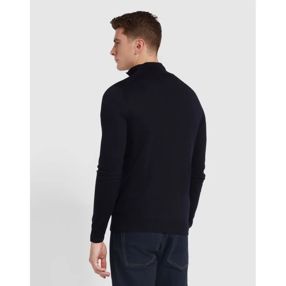 Farah Quarter Zip Jumper in Blue