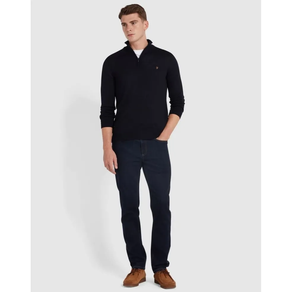 Farah Quarter Zip Jumper in Blue