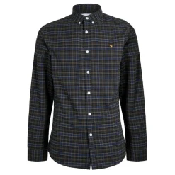 Farah Ribbed Regular Fit Long Sleeve Shirt in Black